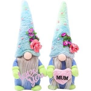 2 Pc Mom Mum Plush Gnome Faceless Dwarf Elf Doll Nisse Tomte Tonntu Gift Present